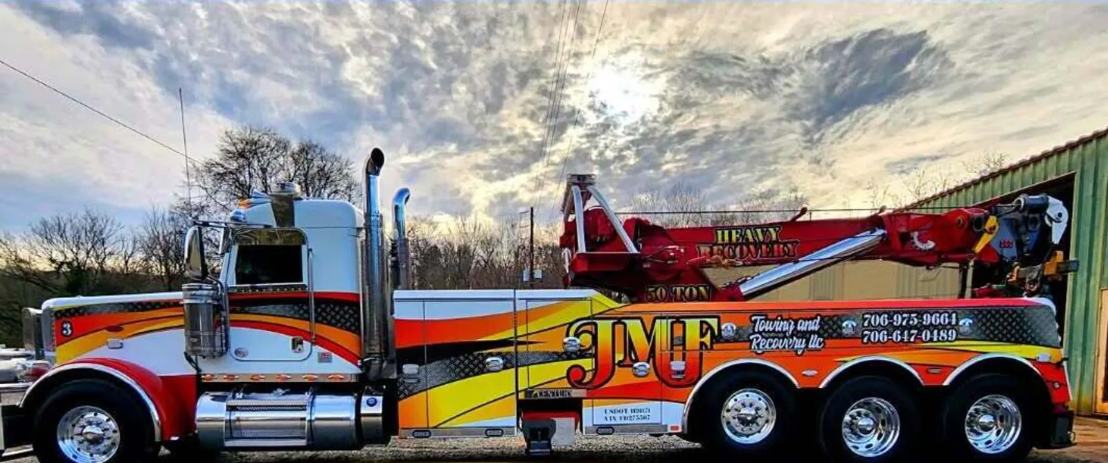JMF Towing and Recovery 50-ton rotator wrecker at the Thomaston yard